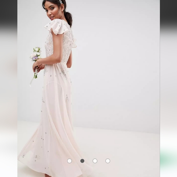 ASOS DESIGN Petite embellished flutter sleeve maxi dress - Picture 2 of 4